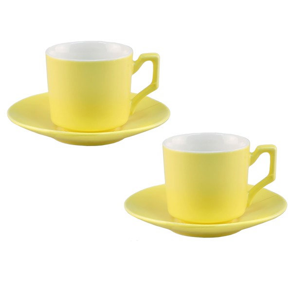 4-tlg. Espressotassen Set mit Unterteller aus Keramik 80 ml