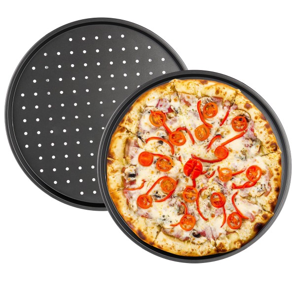 Pizzablech mit Löchern aus Carbonstahl Ø 33 cm