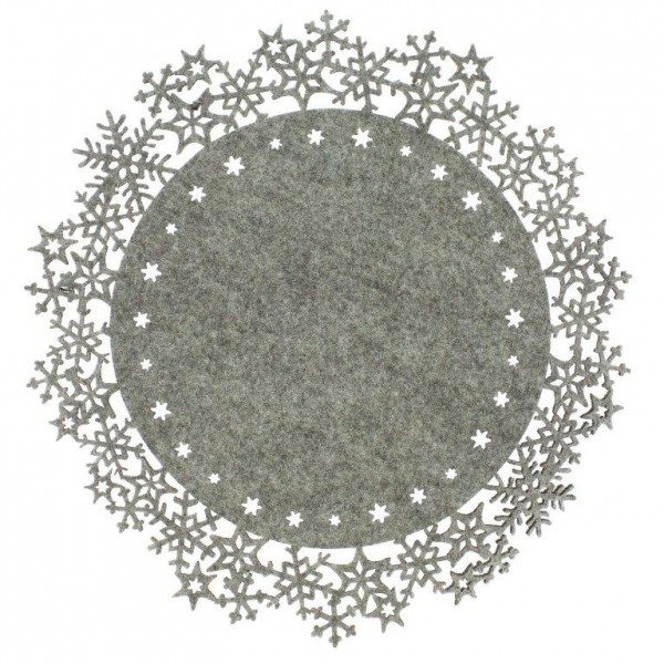 6 x Platzset "Schneeflocke" aus Filz Ø 35 cm