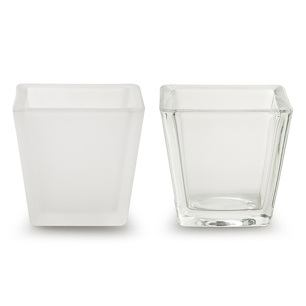 12 x Glaswürfel "Ruben" 6,5 x 6,5 x 6 cm - klar und matt - Windlicht - Vorspeisenglas