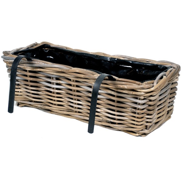 Blumenkasten "Marie" aus Weide mit Folie und Halterung