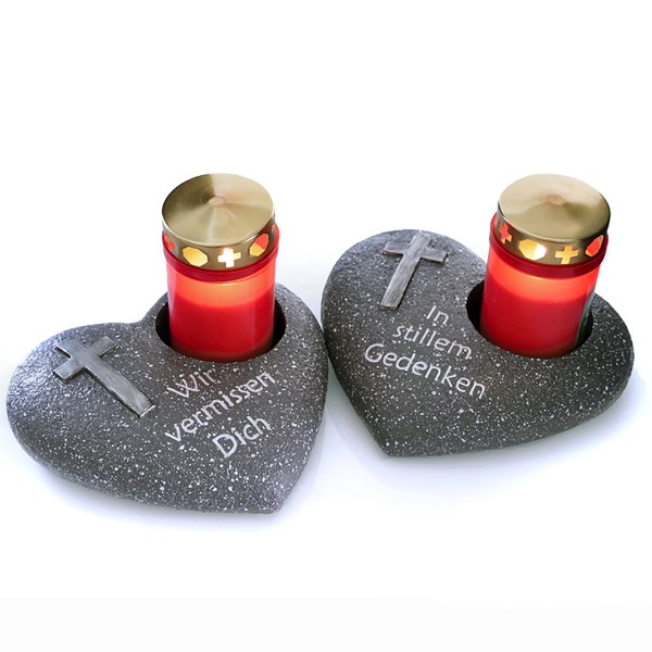 Grablichthalter in Herzform für Grablicht 15 x 15 cm