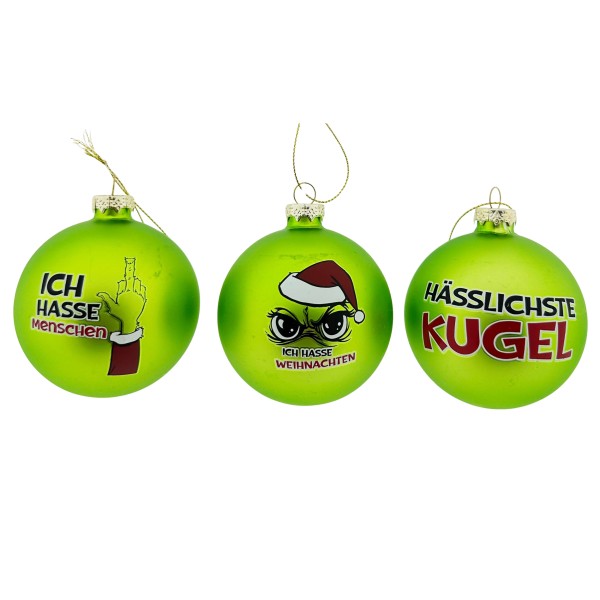12 x Weihnachtskugeln "Festtags-Muffel" Ø 8 cm aus Glas