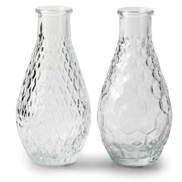 12 x Vasen "Rikke" aus Glas H 14 cm - zwei Modelle sortiert