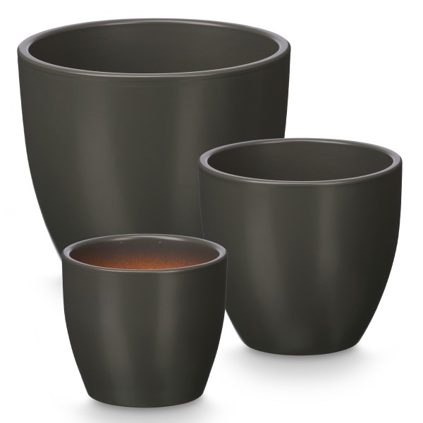 3er Set Blumenübertöpfe "Elena" aus Keramik - in konischer, runder und Zylinderform