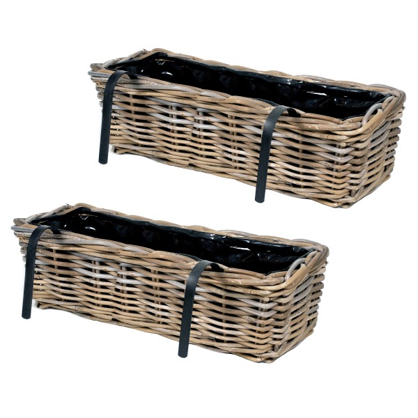 Blumenkasten "Marie" aus Weide mit Folie und Halterung