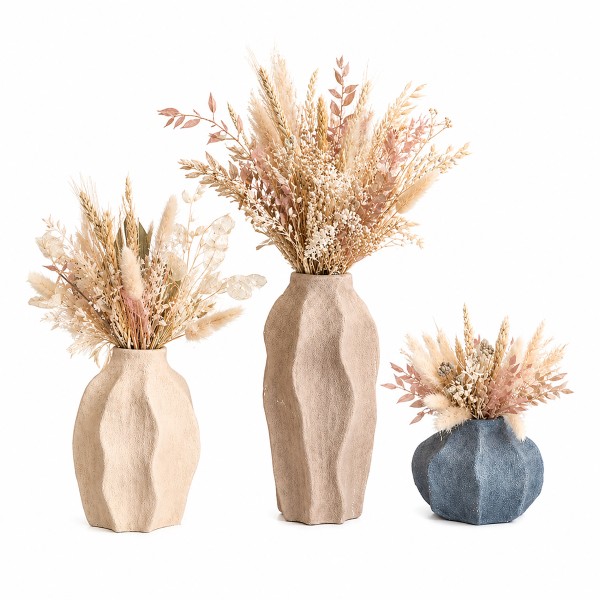 Vasen Set "Desert Wave Tuareg" 3-teilig im Wellen Design im Wüsten-Look - Naturfarben