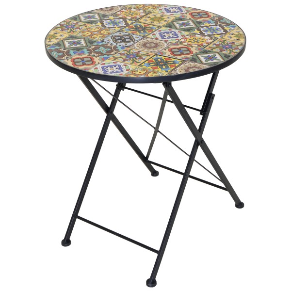 Sitzgruppe "Malaga" aus Metall mit Keramik-Mosaik-Fliesen