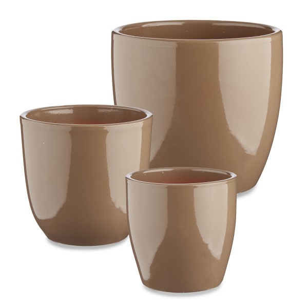 3er Set Blumenübertöpfe "Elena" aus Keramik - in konischer, runder und Zylinderform