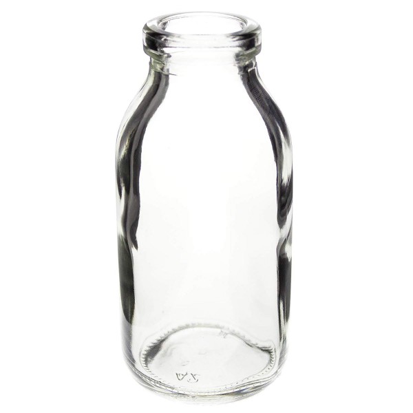 12 x Glasfläschchen - Vasen, cremefarbenes Band H 10,5 cm