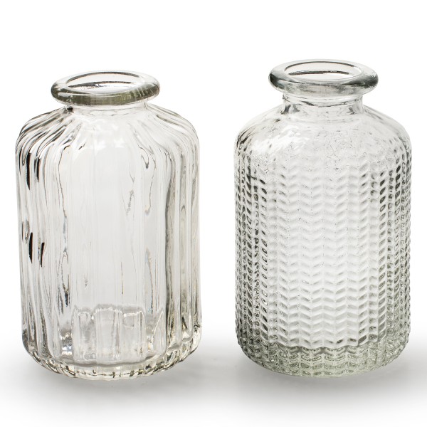 12 x kleine Vasen aus Glas Vintage in zauberhaften Designs