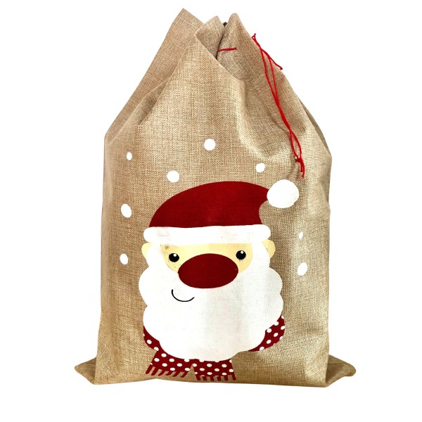 Großer Weihnachtssack "Nikolaus" aus Jute - 50 x 70 cm