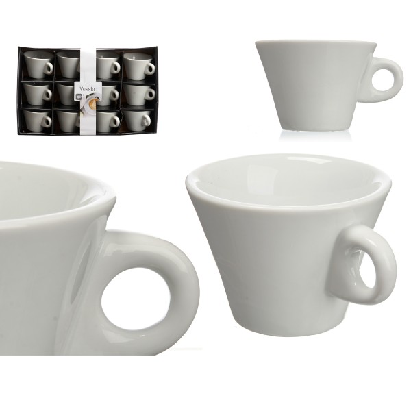 Stilvolles 12-teilige Kaffeetassen Set aus Porzellan - 180 ml