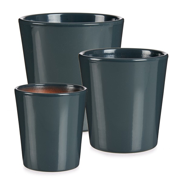 3er Set Blumenübertöpfe "Elena" aus Keramik - in konischer, runder und Zylinderform