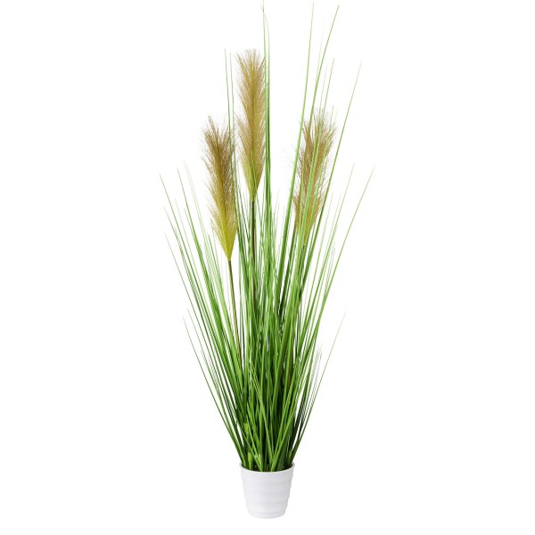 Großer Grasbusch, künstlich in weißem Topf - H 80 cm