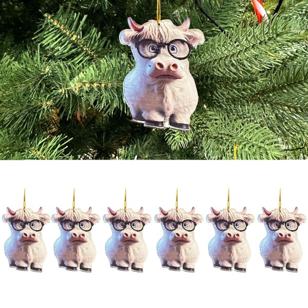 6 x Christbaumschmuck "Kuh - Bauernhof" H 8 cm