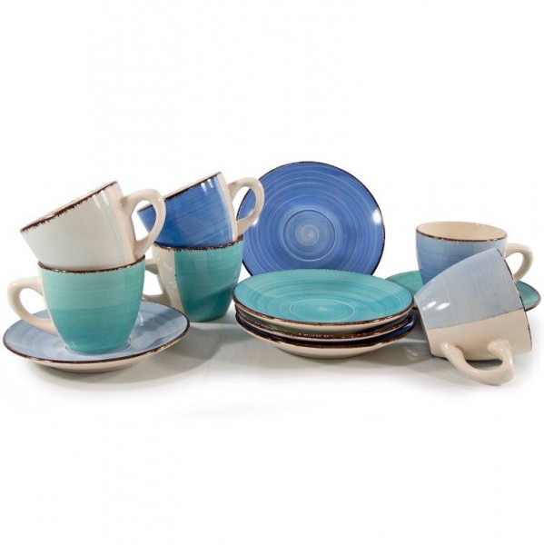 12 tlg. Kaffeeset "Blue Azul" aus Keramik