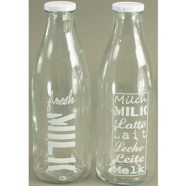 2-tlg. Set Milchflaschen "Milk" 1000 ml