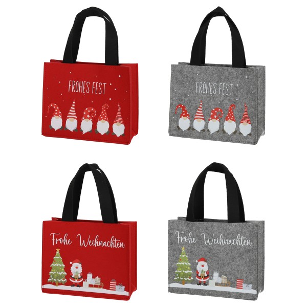 4er Set Geschenktaschen aus Filz - 20 x 7,5 x 15,5 cm (L/T/H)