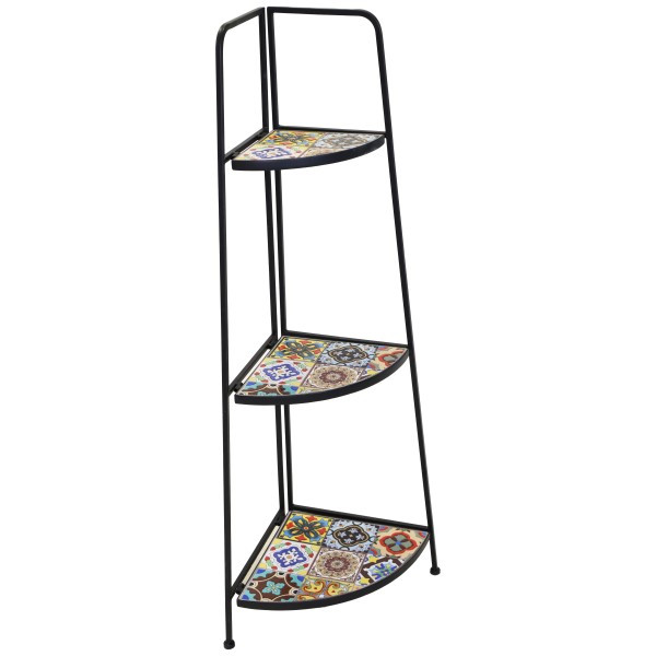 Mosaik-Eckregal "Malaga" aus Metall mit kunstvollen Keramikfliesen H 115 cm - klappbar