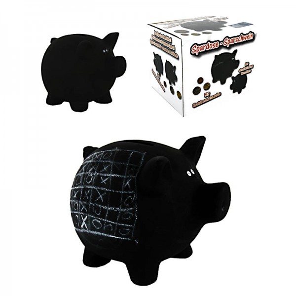 Schwarzes Sparschwein zum Bemalen