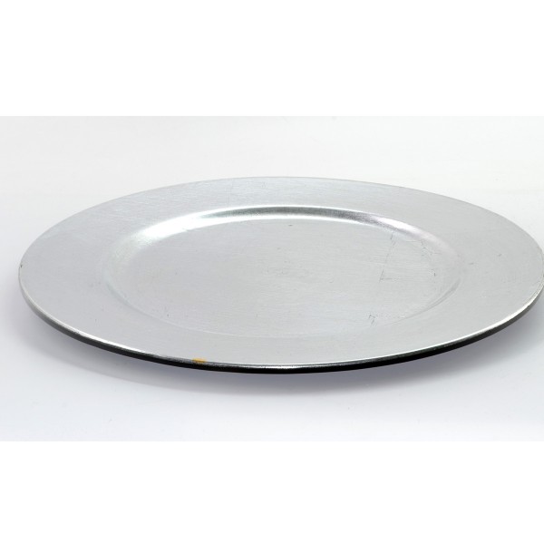 6 x Platzteller aus Kunststoff Ø 33 cm silberfarben