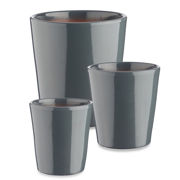 3er Set Blumenübertöpfe "Elena" aus Keramik - in konischer, runder und Zylinderform