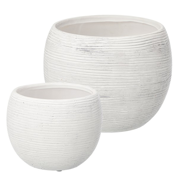 2er Set Blumenübertöpfe "Lina" in mattem Natur-Look Ø 19 cm / 25 cm