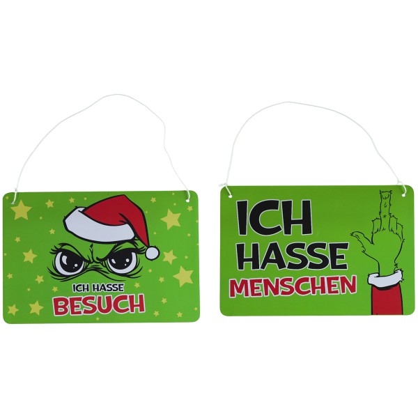 2er Set Weihnachtsdeko Schilder "Festtags-Muffel" 21 x 14 cm