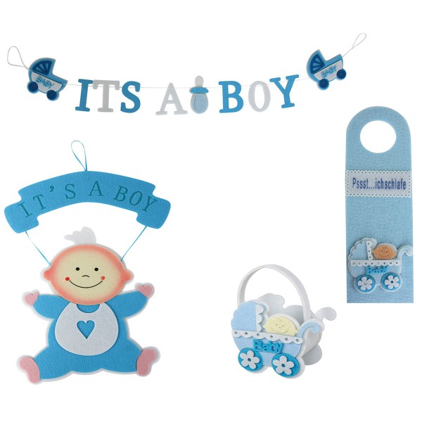 4-tlg. Deko- und Geschenkset Baby "Its A Boy"