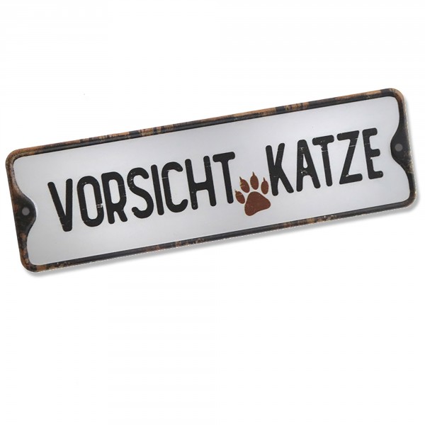 Schild "Vorsicht Katze" - "Vorsicht Hund" zum Hängen 27 x 8 cm