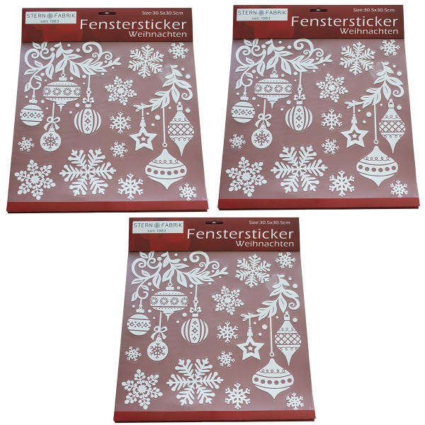 Fenstersticker "Weihnachten" 3 Bögen 30,5 x 30,5 cm