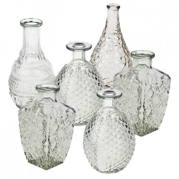 12-tlg. Set Vasen aus Glas im Vintage Look in verschiedenen Größen