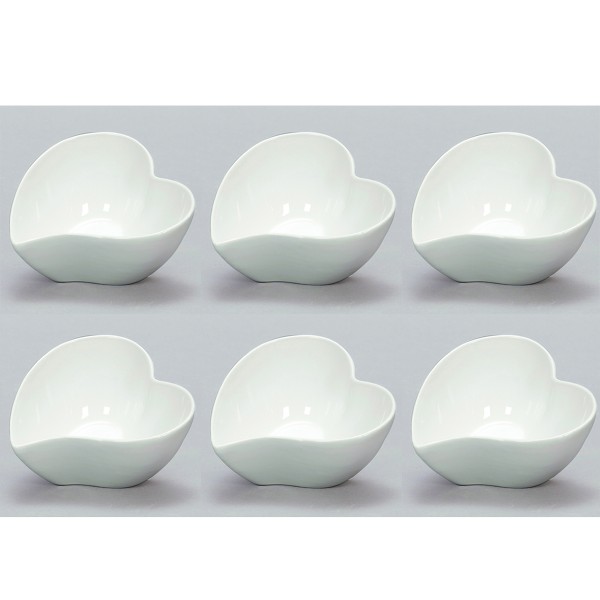 6 x Keramikschalen in Herzform Ø 12 cm