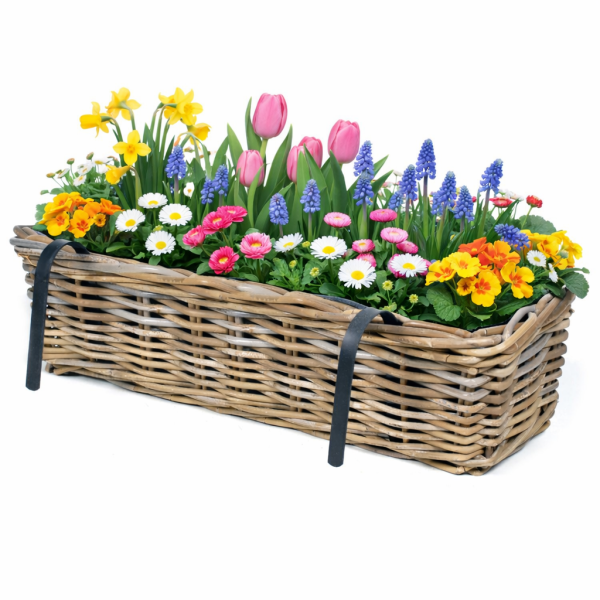 Blumenkasten "Marie" aus Weide mit Folie und Halterung