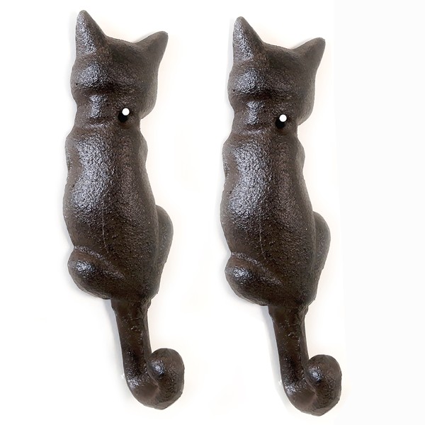 2 x Garderobenhaken "Hund" oder "Katze" aus Gusseisen H 17 cm