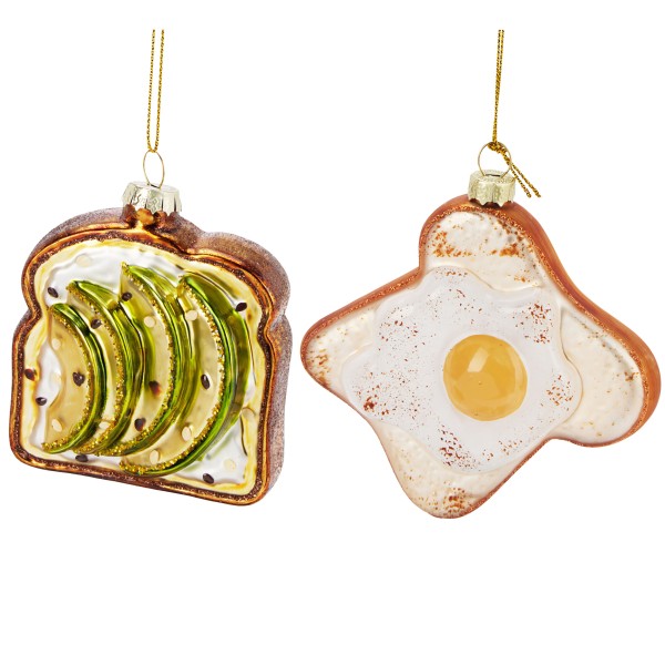2-tlg. Set Glashänger "Toast" 8,5 x 7,5 cm - Baumschmuck
