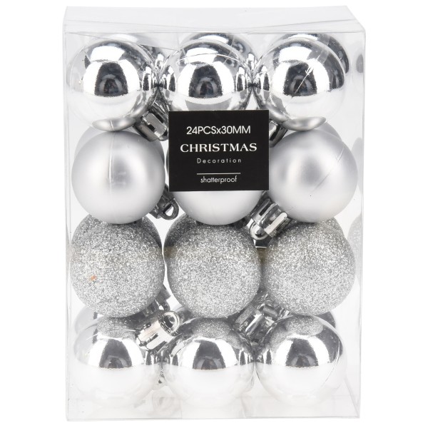 24 x kleine Weihnachtskugeln aus Kunststoff zum Hängen Ø 3 cm