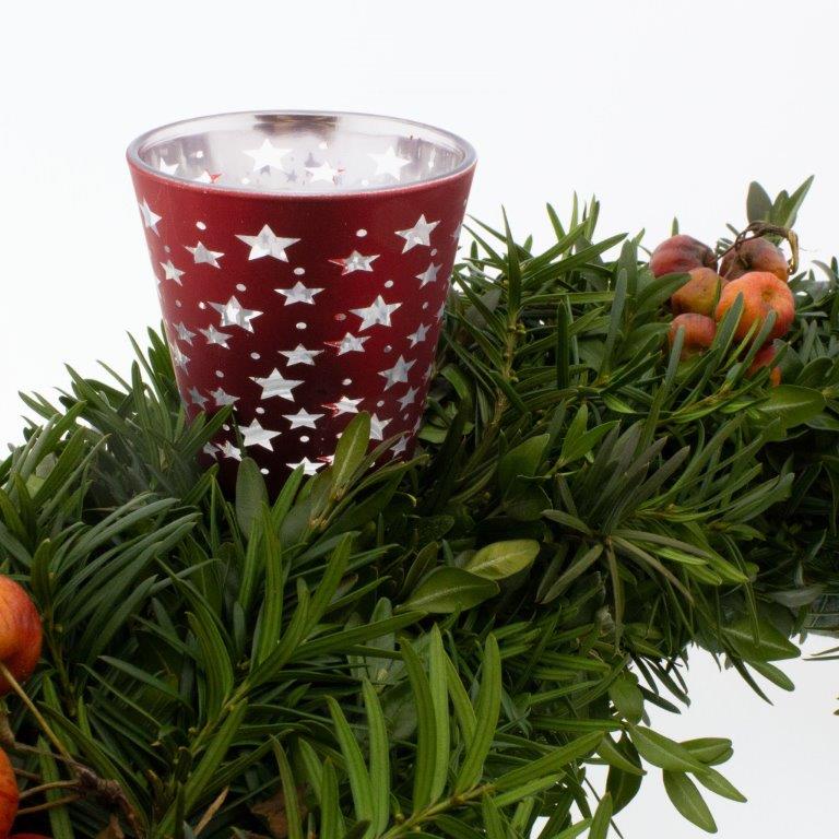 Set Adventskranzstecker aus Glas mit Pick Teelichgläser für Adventskranz Annastore 4-TLG