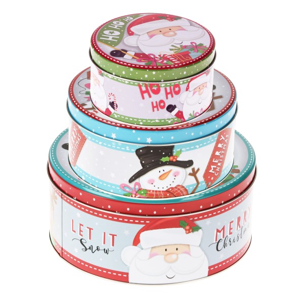 3er Set Gebäckdose - Plätzchendose Ø 20 cm /16,5 cm /14 cm