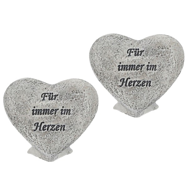 2er Set Grabdeko Herz "Für immer im Herzen" 5 x 6,5 cm