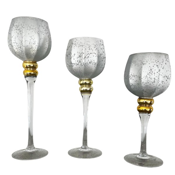 3-tlg. Set Windlichter auf Fuß - Teelicht Kerzenhalter Glas