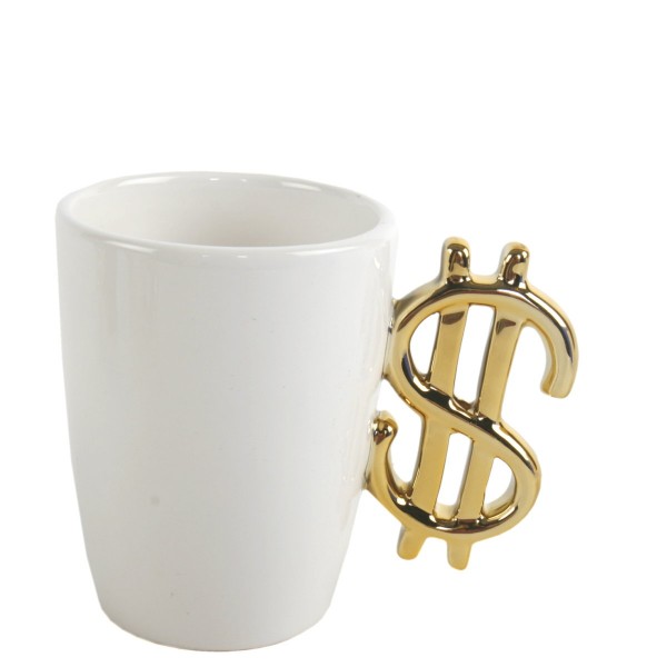 Tasse mit "Dollar-Henkel", weiss