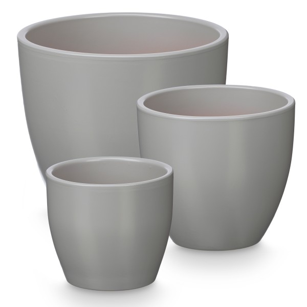 3er Set Blumenübertöpfe "Elena" aus Keramik - in konischer, runder und Zylinderform