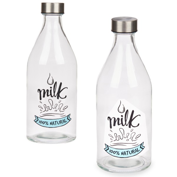 Stilvolle Milchfflaschen mit Schraubdeckel aus Edelstahl 1 Liter