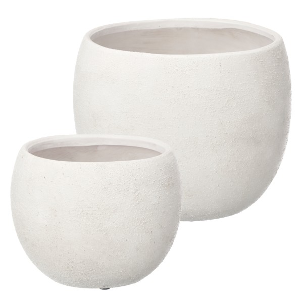 2er Set Blumenübertöpfe "Lina" in mattem Natur-Look Ø 19 cm / 25 cm