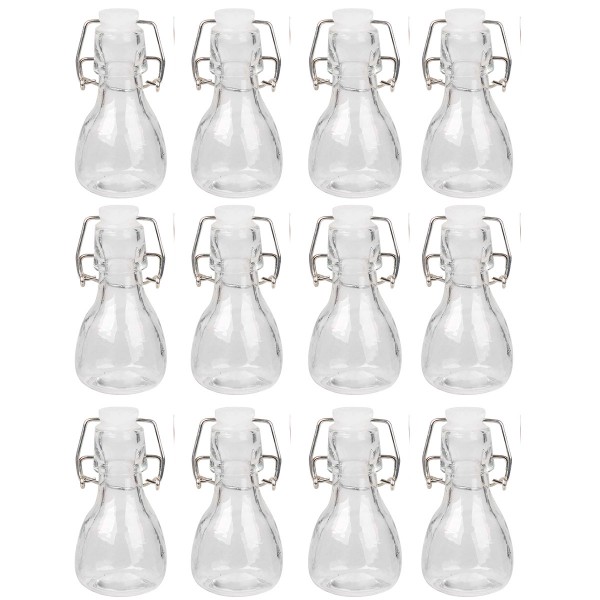 12 Stück Glasfläschchen mit Bügelverschluss, klar
