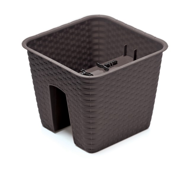 Ratolla "Square" Blumenkasten für Geländer in Rattan-Optik