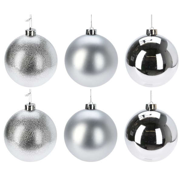 6-tlg Set XXL Weihnachtskugeln für Draußen Ø 12 cm - Glanz/Matt/Glitter