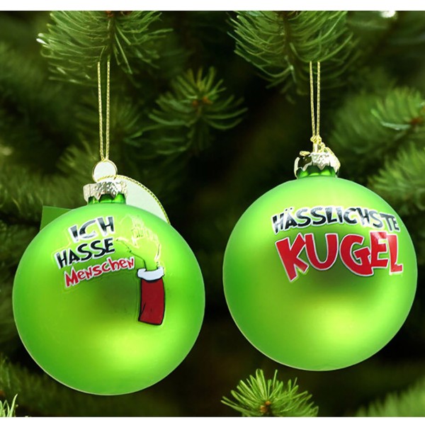 12 x Weihnachtskugeln "Festtags-Muffel" Ø 8 cm aus Glas